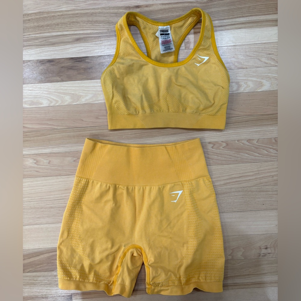 Gymshark Yellow Seamless Athletic Shorts Set